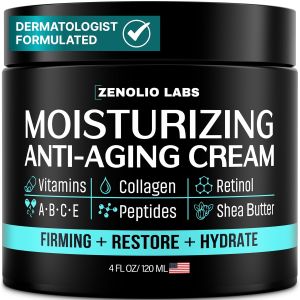 Mens Face Moisturizer Cream - Anti Aging & Wrinkle Face Cream - Mens Facial Moisturizer - Retinol Collagen Peptides Vitamins E & A - Facial Skin Care - After Shave Lotion - Day & Night – 4 oz