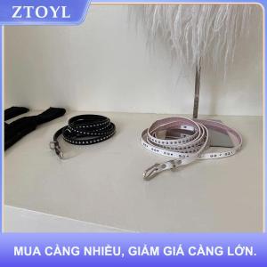 【ZTOYL】 Y2k Punk đinh tán da đôi mỏng vành đai phụ nữ người đàn ông PU đen trắng eo Dây đeo hợp thời trang dây thắt lưng jeans váy trang trí