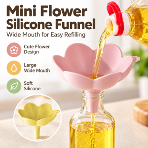 WENKEN Hình hoa Phễu rót chất lỏng dùng trong nhà bếp. Miệng rộng Nạp lại chất lỏng Phễu rót dầu Silicone Dụng cụ bơm dầu dùng trong nhà bếp. Sử dụng trong nhà bếp