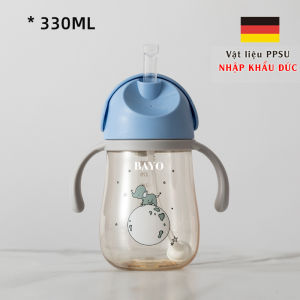 Bình tập uống nước PPSU (nhập chất liệu Đức) cho bé BeDiMoon 330ml có tay cầm chống sặc chống trào ngược ống hút 360 độ
