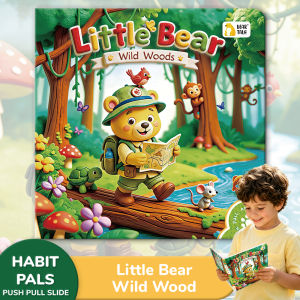 BEAR TALE Little Bear Push Pull Board Book for Kids 3-8 Years Early Learning Book