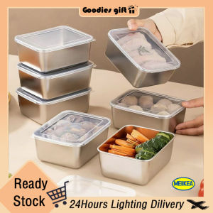 304 Stainless Steel Food Storage Trays With Plastic Lid Prepare Food Freshness Preservation