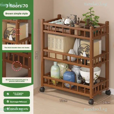 Wheeled Storage Rack Gap Ultra Narrow Bookshelf Narrow Gap Solid Wood Movable Desk Side Storage Bookcase Multi-layer YZX