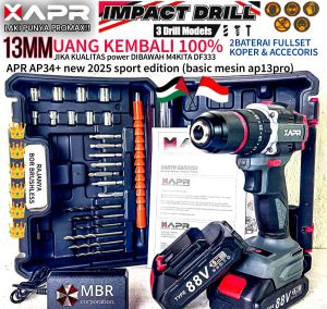 APR Bor Drill Brushless AP34+ 88V 13mm 2 Baterai Keyless Autolock - Garansi 5 Tahun
