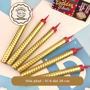 Bộ 6 nến phụt bánh sinh nhật nến phát sáng trang trí bánh Size 20cm nến tia lửa nến pháo bông tiệc sự kiện