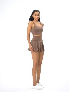 High Waist Tennis Skirt Women Sports Skort Pocket Running Yoga Gym Volleyball Activewear Black