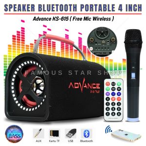 Speaker Bluetooth Portable Free Mic Wireless Advance KS-615 Karaoke/USB/TF/FM/5 Inch - Speaker Bluetooth Full Bass / Speaker Bluetooth Karaoke / Speaker Bluetooth Free Mic / Salon Bluetooth Full Bass / Salon Speaker Bluetooth / Salon Speaker Karaoke Mic