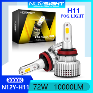 〔Fog Light+Yellow Light〕2 PCS Novsight N12Y H11 LED Car Light 72W 10000LM 3000K LED Headlight Bulb Plug and Play 2 Years Warranty Free Shipping