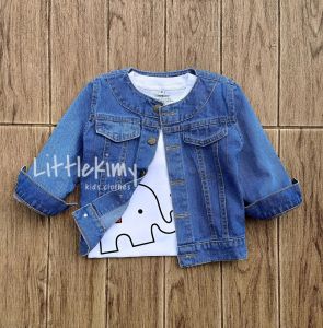 LITTLEKIMY - Jaket Jeans Anak Perempuan Usia 1sd 7 Tahun Keiza Jacket Kerah Bulat Premium