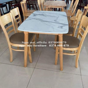 Bộ bàn ăn mặt giả vân đá và 4 ghế Cabin _ BẢO HÀNH 12 THÁNG