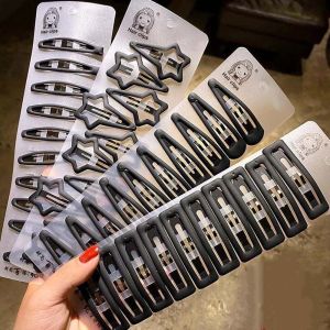 BAIXL Geometric Non-slip Hair Accessories Solid Color Big Water-drop Shaped Korean Headdress Hairpins Set Hair Clips Black Barrettes Bangs Clip