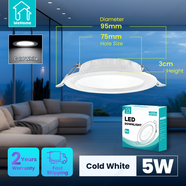 WeHome Ultra Thin LED Pin Light for Ceiling, 6500K Daylight, 5W/ 9W ...