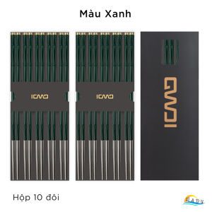 [Set 10 Đôi] Đũa Kháng Khuẩn Ion Bạc Ag+ HADU Đũa Ăn Cơm Lõi Inox 304 Rỗng Ruột Cách Nhiệt Chống Nóng Đầu Chống Trơn Trượt Dùng Cho Máy Rửa Bát Chuẩn Đức LFGB