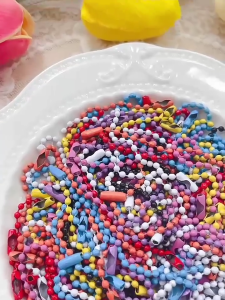 Pack of 100 Assorted Color Beaded Chains Stylish Keychain Accessory Colorful Small Ball Beads Chain with Connectors