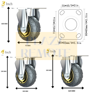 RODA TROLY CASTER BAHAN RUBBER HITAM REM HIDUP MATI 3 4 5 INCH