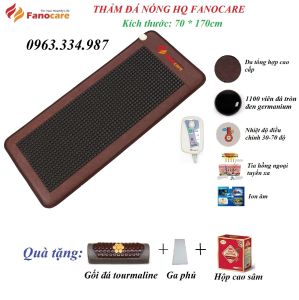 Thảm đá nhiệt nóng Hàn Quốc Fanocare KT 70*170cm đá germanium tròn đen ( Tặng kèm 3 quà tặng)