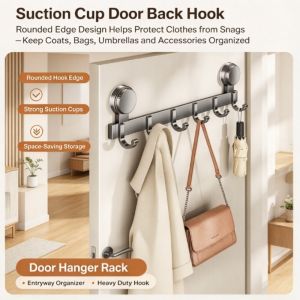 Heavy Duty Suction Cup Hook Strong Self Adhesive Wall Hook No Drill Bathroom Towel Robe Clothes Hanger Hook