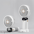 Quạt cầm tay mini thời trang 5 cấp gió, có hiển thị mức pin, có thể gập cổ, kèm đế để bàn, dây đeo cổ, động cơ mạnh, êm, 2 pin dùng lâu đến 11 tiếng, nhỏ gọn bỏ vừa trong giỏ xách. 