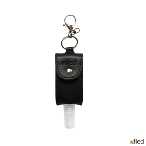 Filed Handitizer Holder Classic Luxe Leatherette Keychain Alcohol Spray Holder 50ml Spray Bottle