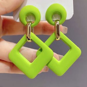 Square Earrings Colored Earrings Candy Colored Ear Circle Exaggerated Ear Nails Geometric Fashion High-end Womens Eardrop Jewelry Gifts