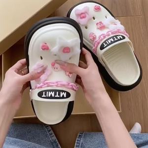 [Free Shipping] Non-Slip Summer Vacation Sweet Five-Pointed Star Student Outdoor EVA Closed-Toe Beach Sandals WomenS Clogs Couple Plush
