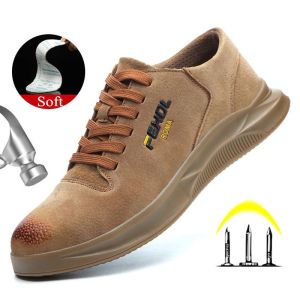 Breathable Safety Work Shoes For Men Anti-Skidding Leather Shoes Protective Work Shoes Industrial Safety Boots