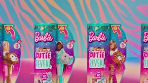 Barbie Cutie Reveal Fashion Doll Jungle Series Elephant Plush Costume 10 Surprises IncludingPet & Color Change