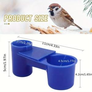 Pet Bird Plastic Waterer Bird Water Drinker Cup Feeder - Blue Cup - Easy to Refil