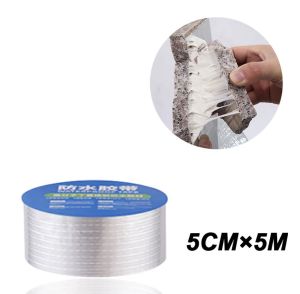 Aluminum Foil Butyl Rubber Tape Self Adhesive High Temperature Resistance Waterproof for Roof Repair Stop Leak Sticker Tape (5CM X 5M / 10CM X 5M)