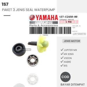 (1S7) PAKET 3 JENIS SEAL WATERPUMP + KIPAS WATERPUMP + BEARING 6000 JUPITER MX MX KING VIXION R15