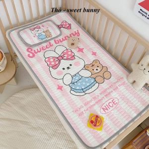 🍒THẢM ĐIỀU HÒA - CHIẾU ĐIỀU HOÀ CAO SU NON TRẺ EM 60x120cm 🍒KÈM GỐI CHO BÉ CHẤT TENCEL LATEX MÁT LẠNH - NHIỀU HOẠ TIẾT DỄ THƯƠNG - [THỎ SWEET BUNNY]