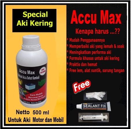 Accu Max Formula khusus untuk AKI KERING mudah digunakan vitamin aki