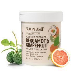 NATURE WELL Kem dưỡng ẩm toàn thân Bergamot & Bưởi dành cho da khô chứa tinh dầu và chiết xuất tự nhiên không gây nhờn rít nhẹ nhàng giúp tăng cường vẻ rạng rỡ cho làn da 16 Oz