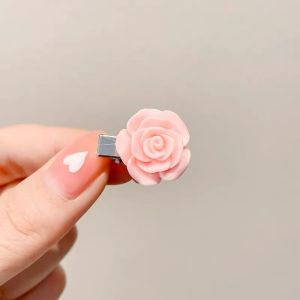 5PCS Korean Sweet Small Bow Hairpin Pink Cute Clip Rose Flower Heart Bow Peach Bobby Pin Hair Clip