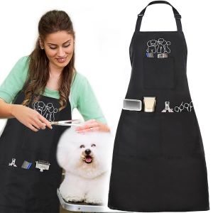 Dog Grooming Apron with 4 Pockets Hair Resistant Grooming Apron for Dog Groomers 34 Inch LongBath Pinafore Multi FunctionPinafore with Adjustable Strap for Puppy Cat Shop