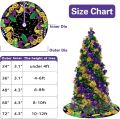 Mardi Gras Christmas Tree Skirt, 48 Inches Lace-up Fleur De Lis Mask New Orleans Carnival Tree Skirt, Love Heart Beads Masquerade Holiday Party Indoor Decoration Home Decor. 