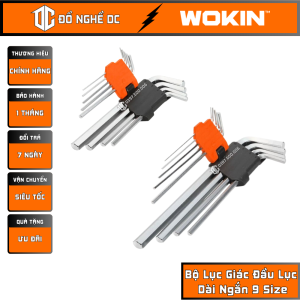 Bộ Lục Giác Đầu Lục Dài Ngắn 9 Size Bộ Lục Lăng CAO CẤP 207209 207309 Wokin Tools chất liệu hợp kim thép cứng
