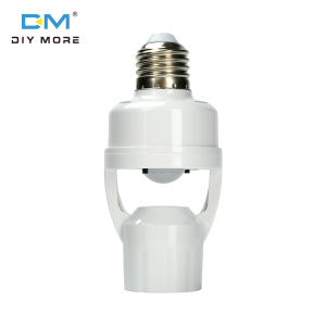 Diymore AC 100-240V con người hồng ngoại cảm biến cơ thể E27 chuyển đổi ổ cắm dây miễn phí đầu đèn cảm biến