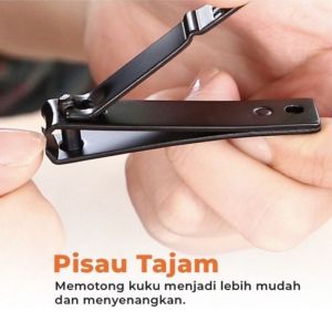 PROMO 3 PCS Gunting Kuku Premium Hitam Black Besar Jumbo Stainless Manicure Pedicure 8 CM