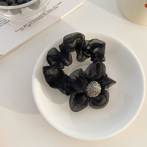 Dây buộc tóc hình hoa trà vải voan 4 màu thời trang cho bạn gái phong cách Pháp lãng mạn sang trọng Chun tóc nữ đính hoa