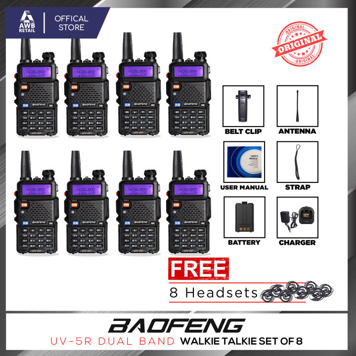 Baofeng UV5R Walkie Talkie Dual Band TwoWay Radio Set of 8 with