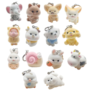Lovely Animal Key Chain Cartoon Keychain Car Key Ornament for Women Featuring 3D Flocking Designs Everyday Use