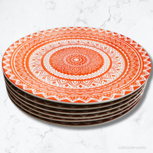 CERAMIC DINNER PLATE/10 INCHES SIZE/RED BOHO COLOR PRINT/MEAT PLATE/ROUND PLATE