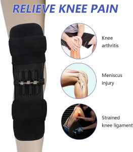 1 Pair Knee Booster Brace with Rebound Springs Power Lift Patella Support Wrap Joint Stabilizer Pad Knee Protection Booster for Weak Legs Pain Relief