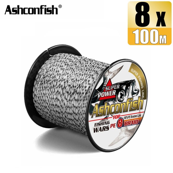 Ashconfish 8 Strands 100M White+Black Braided Multifilament Fishing Line  6-300LB All Size X8 Fishing Accessories Tackle Tools