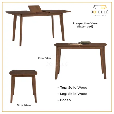 Jo ELLE - Archer 1.2M + 0.3M Extension Dining Table / Extendable Dining Table / Dining Desk / Meja Makan Extra Panjang / 延长型餐桌