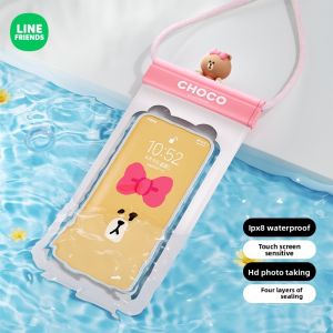 LINE FRIENDS Brown Waterproof Pouch IPX8 Floating Touchscreen PVC ABS Phone Case LFB351