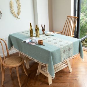 Tassel Embroidered Table Cloth / Taplak Meja Makan Tebal Renda Rumbai KUALITAS PREMIUM