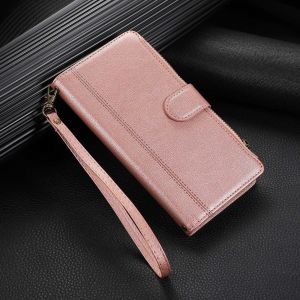 Case for Realme Note 70 60X 60 50 4G Zipper Wallet Luxury Embossed Leather Card Slots Flip Phone Cover with Wrist Strap