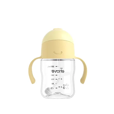 Evorie Tritan Weighted Straw Sippy Cup with Soft Silicone Straw and Handles for Baby 6 months + 200mL Lemon Yellow